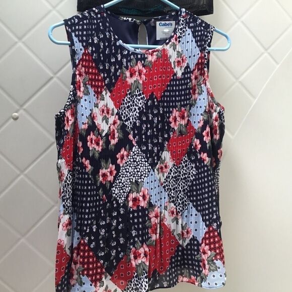 NWT Suzy Shier Brand Red & Blues Floral Print Sz S - Picture 1 of 10